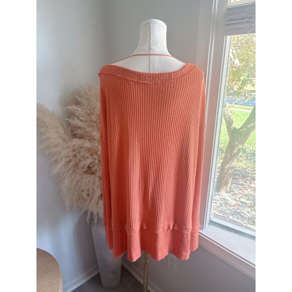 Free People North Shore Thermal Tunic Top Womens XS Coral Orange - Picture 6 of 9